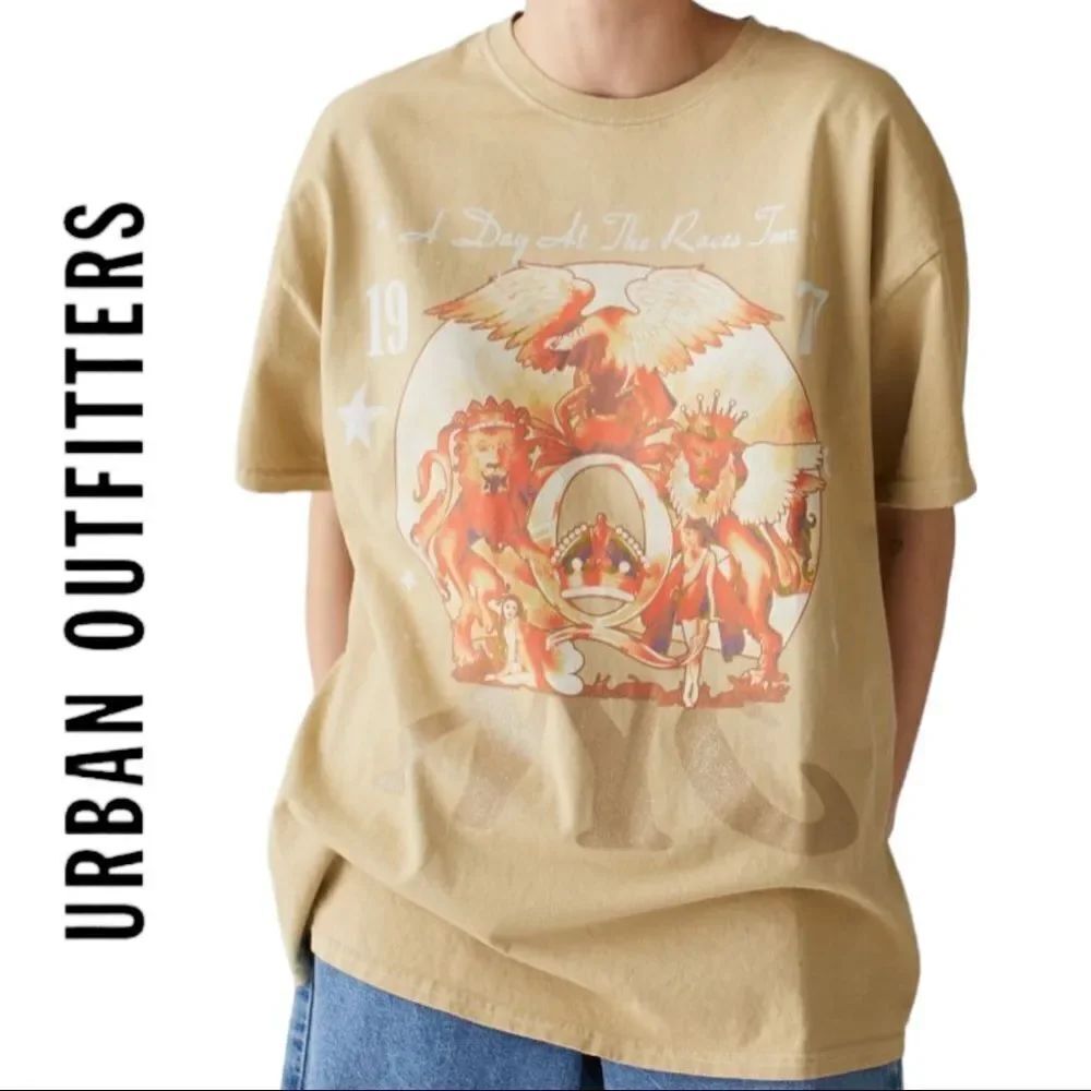 NEW Queen A Day At The Races Urban Outfitters UO Tour Glitter Ink Shirt Tee S